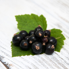 Blackcurrant on the wooden table