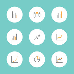 Set of charts and graphs icons
