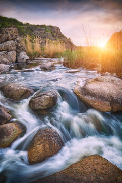 The fast river in a canyon