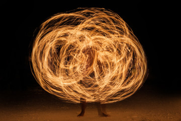 Spin the fire
Light show at night beach in Thailand