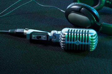 Retro microphone and headphones