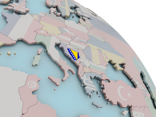 Map of Bosnia with flag