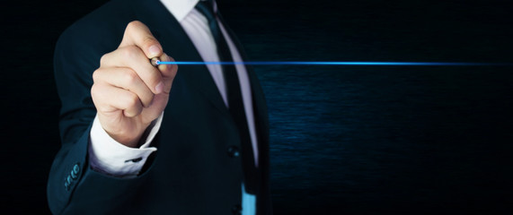 Businessman touching on a screen.