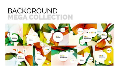 Set of abstract backgrounds, geometric color wavy shapes