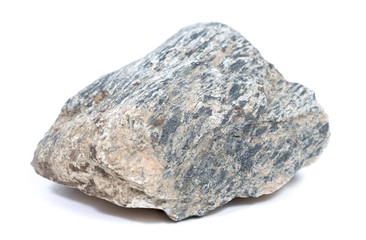 Single natural stone on white background