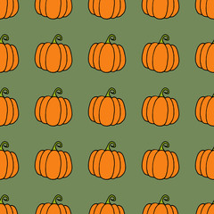 seamless pattern of Doodle pumpkin Vector paint hand drawn design