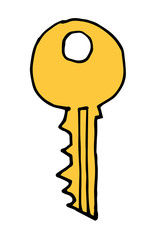 Vector hand drawn doodle vintage key. Isolate design elements on white background