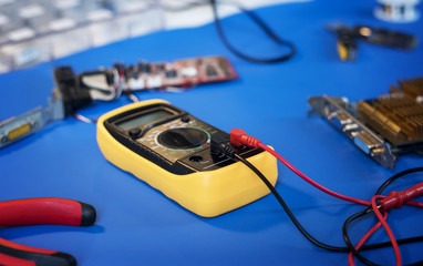 Closeup of multimeter electric measure meter