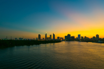 Fototapeta na wymiar Saigon at sunset
