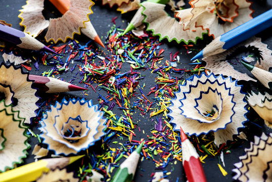 Closeup of colorful color pencil stationery