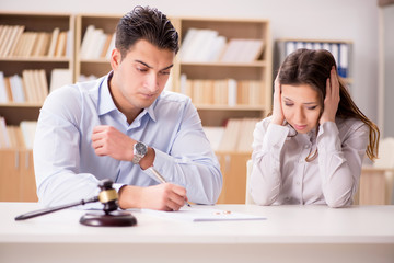 Young family in marriage divorce concept