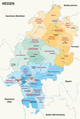 Hesse administrative and political map in german language - obrazy, fototapety, plakaty