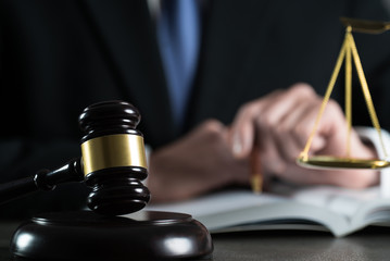 Justice and Law concept. Male lawyer in the office 