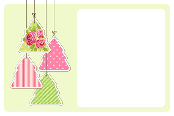 Cute vintage Christmas card in shabby chic style