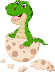 cute baby dinosour hatching cartoon