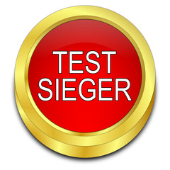 Test Winner button - in german - 3D illustration