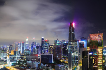 cityscape of Singapore city at night