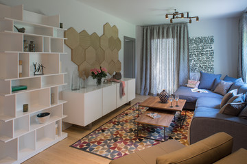 Living room, guest room in the modern house.
