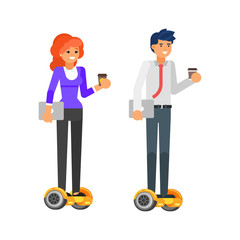 business characters riding howerboard
