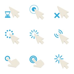 Cursor icons set, cartoon style