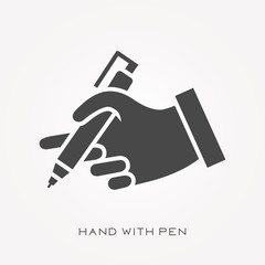 Silhouette icon hand with pen
