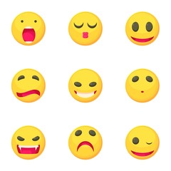 Different emoticons icons set, cartoon style