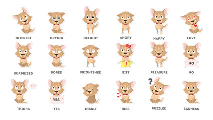 Dog emotions set.