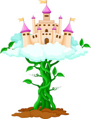  Beautiful fairytale castle on a tree cartoon