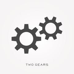 Silhouette icon two gears