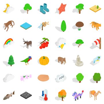 Animal icons set, isometric style