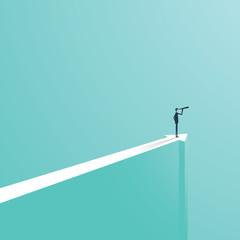 Vision concept in business with vector icon of businessman and telescope, monocular. Symbol leadership, strategy, mission, objectives. © jozefmicic