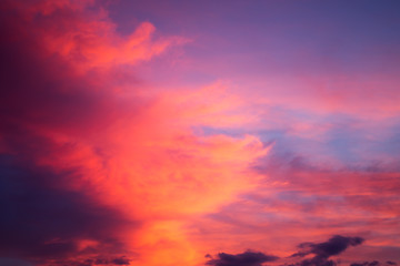 The colorful sky at sunset,Dramatic evening cloudscape with vibrant colors.