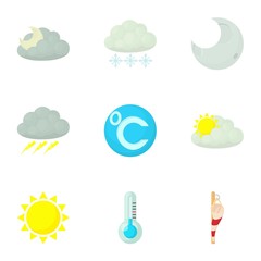 Weather icons set, cartoon style