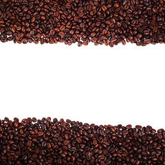 Top view, Coffee beans Isolate on white background with copy space