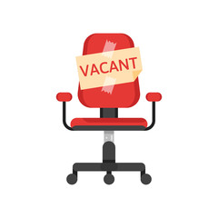 office chair with vacancy advertisement