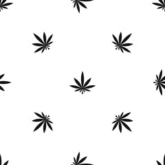 Cannabis leaf pattern seamless black