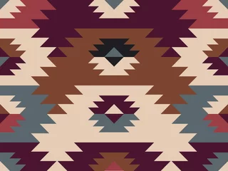 Fotobehang Abstracte etnische patroon. Achtergrond in navajo-stijl © Oscar Ghost