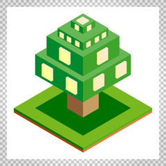 Isometric tree icon for forest, park, city. Landscape constructor for game, map, prints, ets. Isolated on white background.