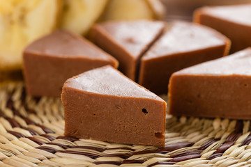 Homemade chocolate fudge with banana flavor