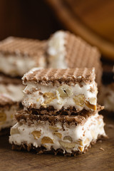 homemade traditional italian nougat with nuts