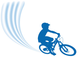 Naklejka premium Silhouette of a cyclist riding a mountain bike