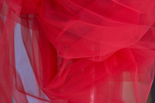 Red Tulle As Background