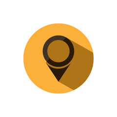 Isolated location icon for maps on a yellow circle with shade