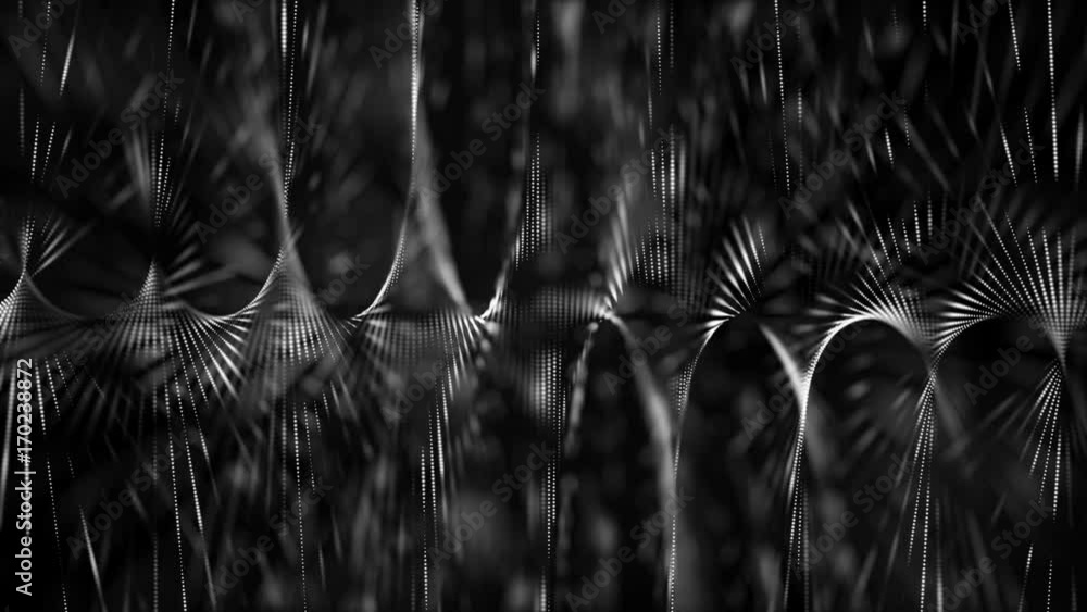 Poster loopable abstract particle background, depth of field, glow and randomize elements.
