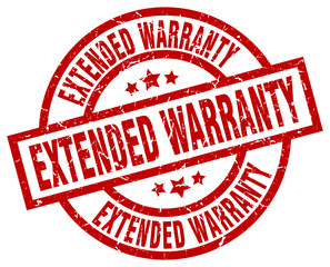 extended warranty round red grunge stamp