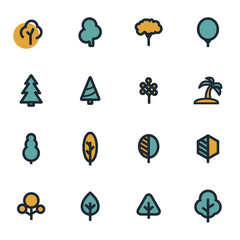 Vector flat tree icons set