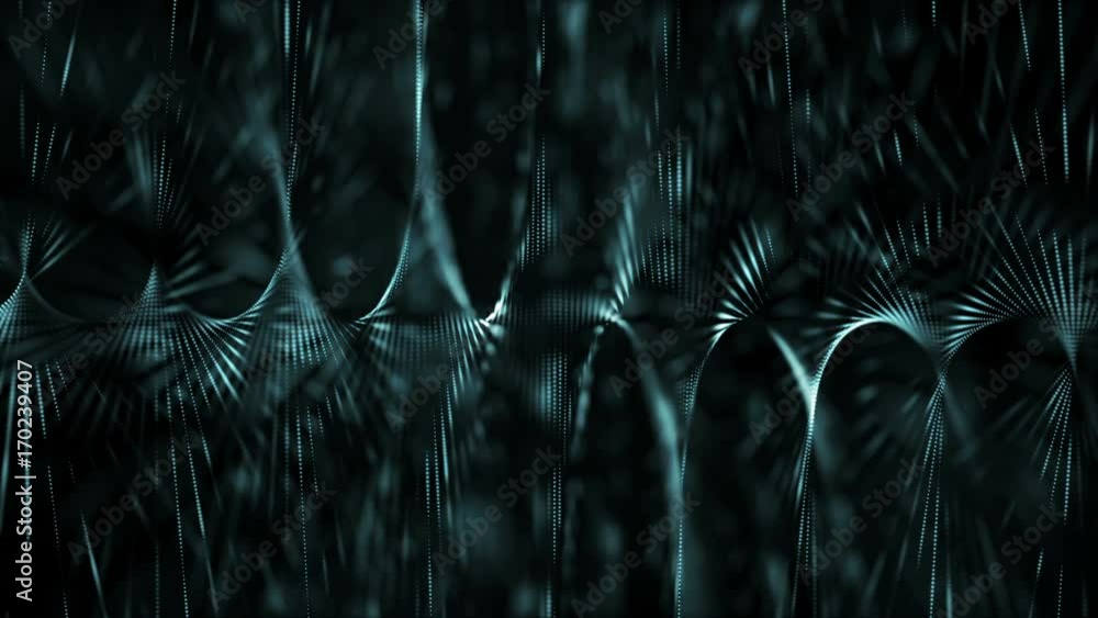 Poster loopable abstract particle background, depth of field, glow and randomize elements.blue.