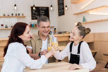 beautiful family in cafe