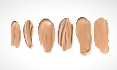 Cosmetic concealer smear strokes, tone cream smudged Vector.