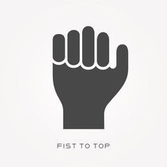 Silhouette icon fist to top